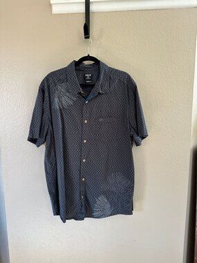 Hurley Mens Classic Fit Button-Up Short Sleeve Shirt XXL Gray Floral Cotton